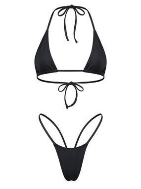 Black G String Thong Tri-Kini Set | Stripper Bikini | Exotic Dancewear
